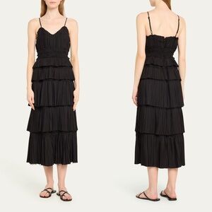 NEW NWT Sea New York Parcie Crinkle Tank Dress Midi Dress In Black